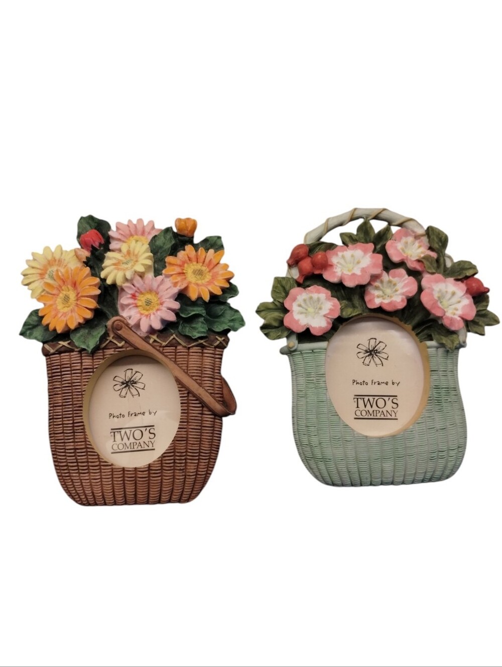 Vintage Photo Frames Two's Company Resin Flower Basket Miniature Set of 2